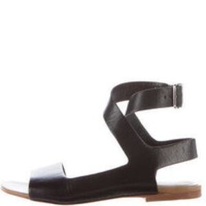 3.1 Phillip / LILY asymmetric Strappy Leather black Flat sandal 37 7